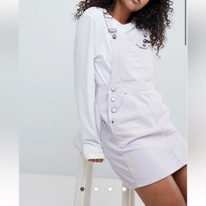 ASOS DESIGN cord overall dress in lilac/purple